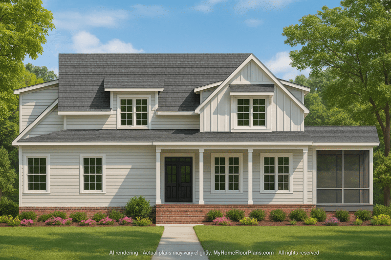 Craftsman Home Floor Plan 2-Story Blueprint with 3 Beds