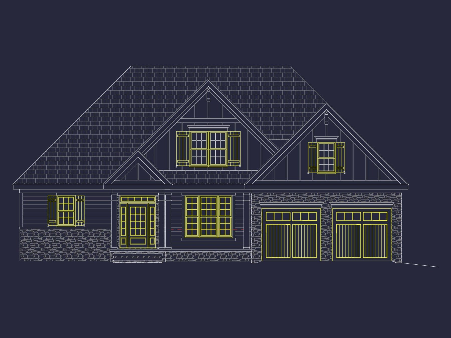 Craftsman Home Floor Plan: Elegant 2-Story CAD Designs