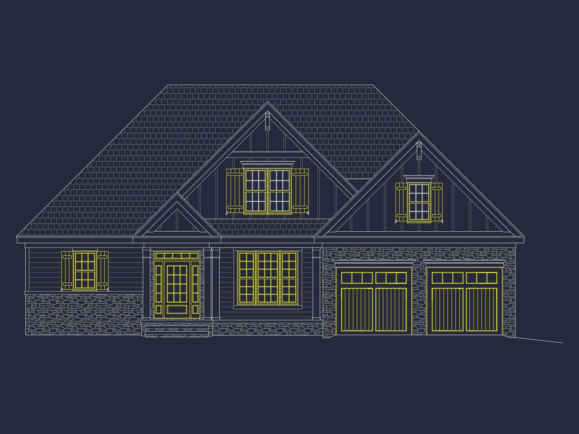 Craftsman Home Floor Plan: Elegant 2-Story CAD Designs