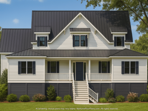 Craftsman Home Floor Plan with 2-Story Designs and CAD Blueprint