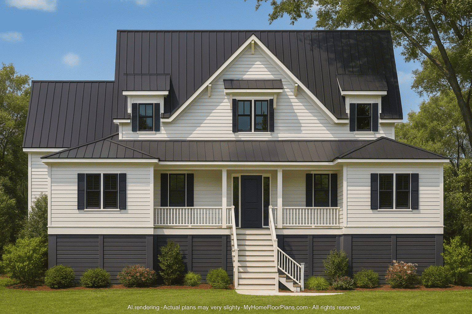 Craftsman Home Floor Plan with 2-Story Designs and CAD Blueprint