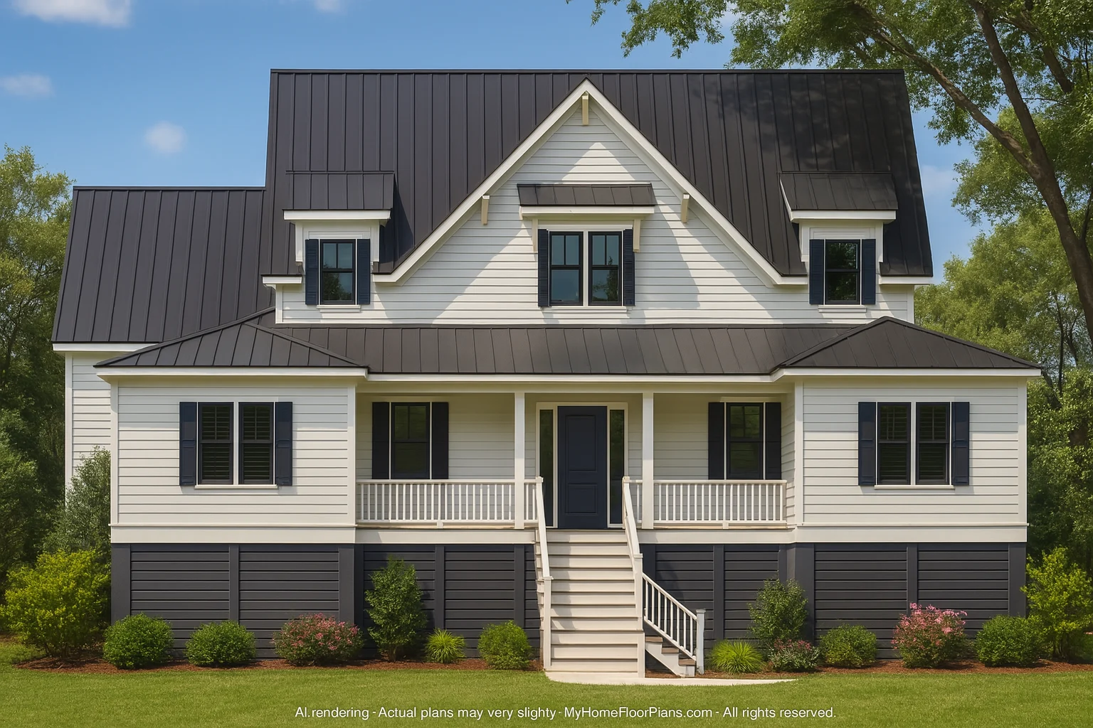 Craftsman Home Floor Plan with 2-Story Designs and CAD Blueprint