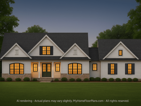 Craftsman Home Floor Plan with 4 Beds, CAD Designs & Blueprint