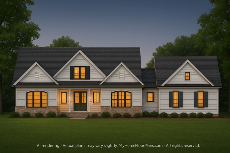 Craftsman Home Floor Plan with 4 Beds, CAD Designs & Blueprint