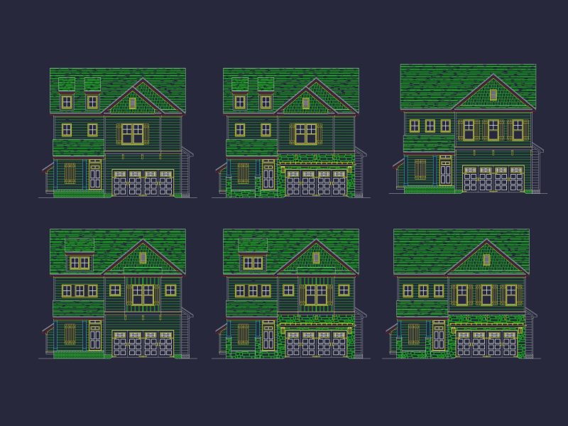 Craftsman Home Floor Plan with CAD Designs and Blueprint