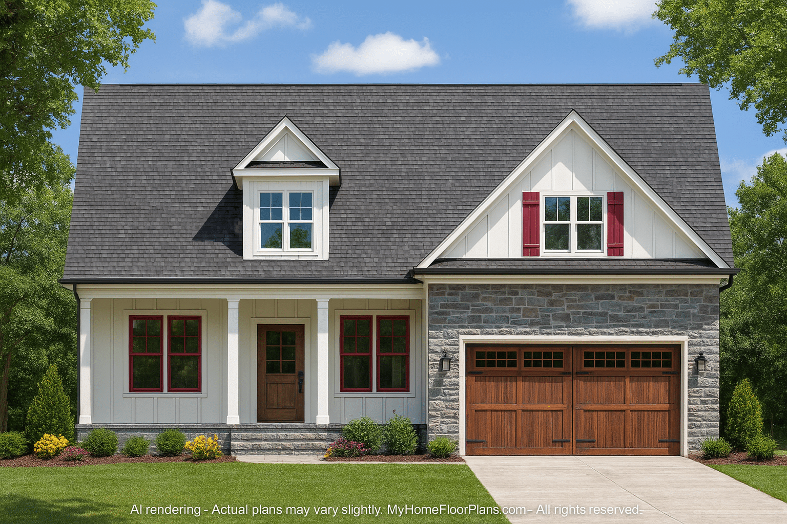 Craftsman Home Plan 1.5 Story Floor Design with CAD Blueprint