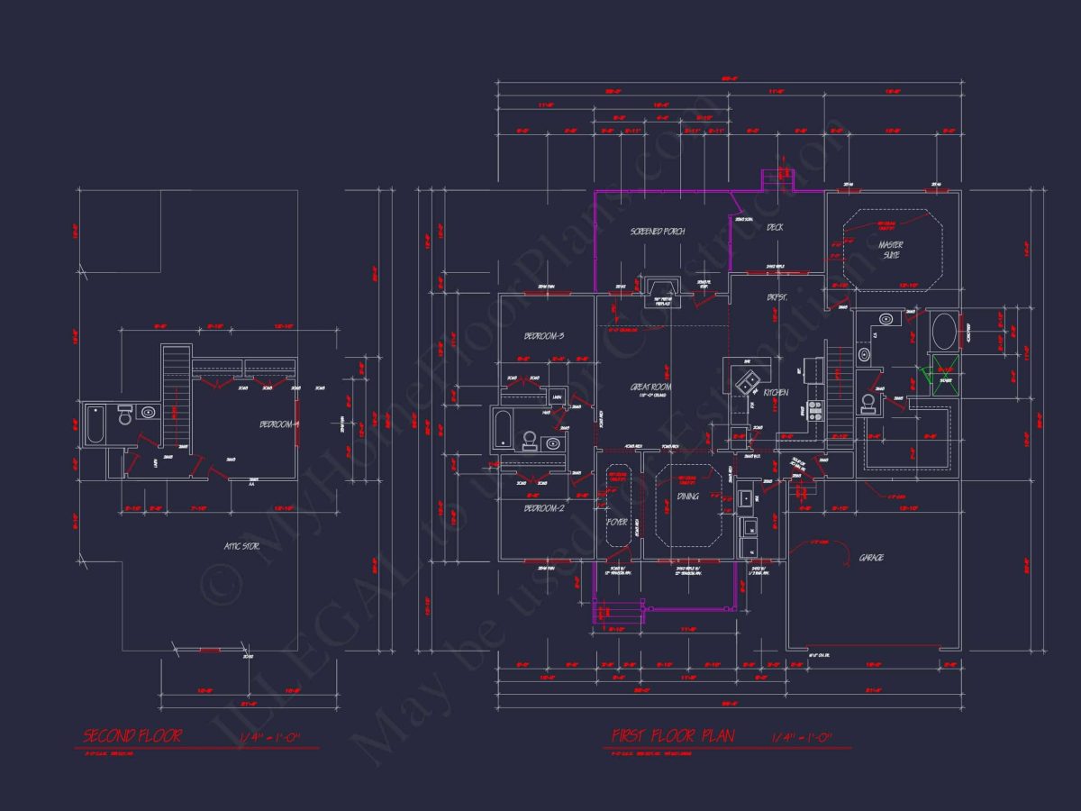 Craftsman Home Plan 3-Bedroom Floor Plan Blueprint Design
