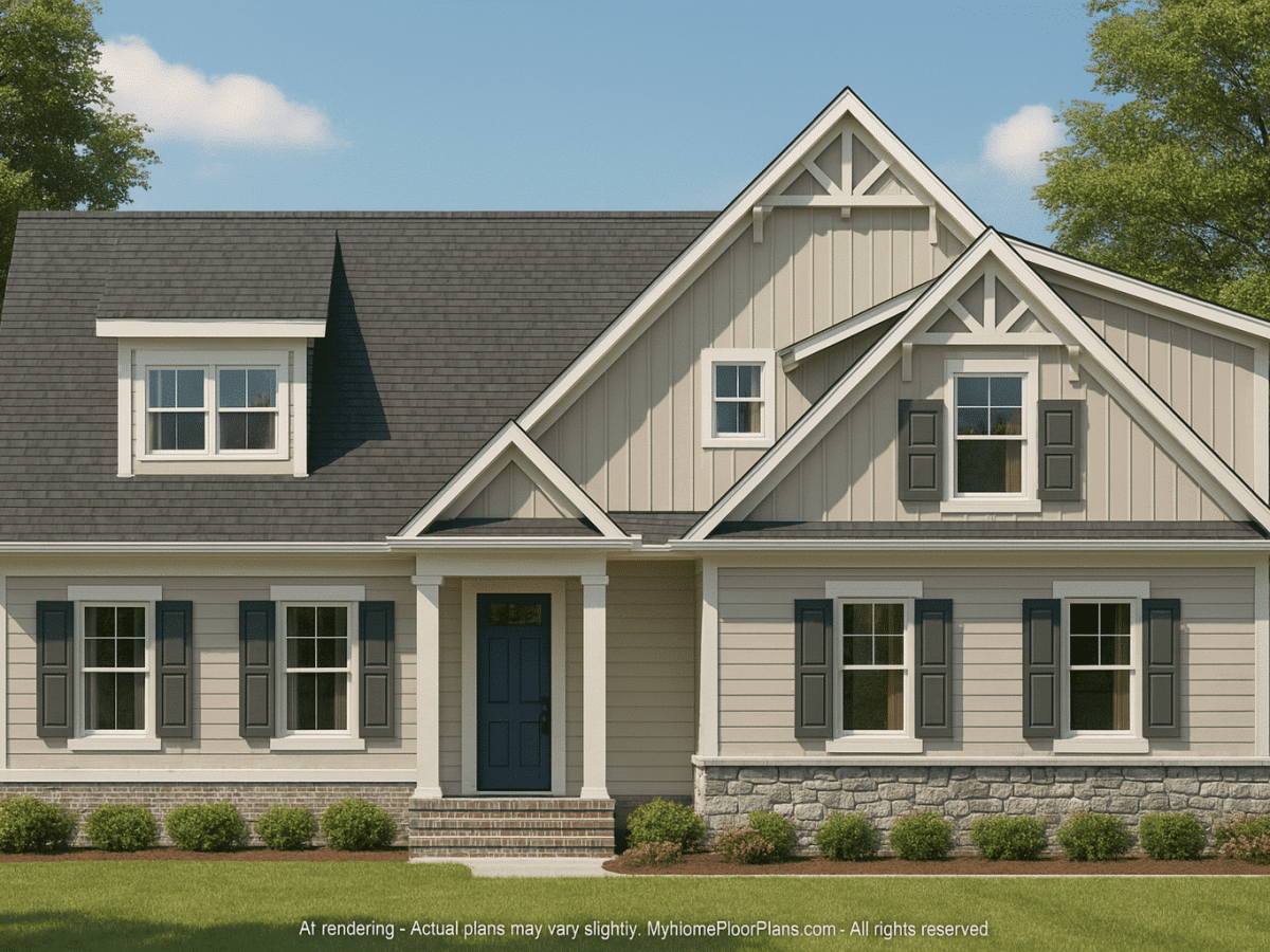 Craftsman Home Plan & Blueprint Designs 2-Story Layout with 3 Beds & Screened Porch