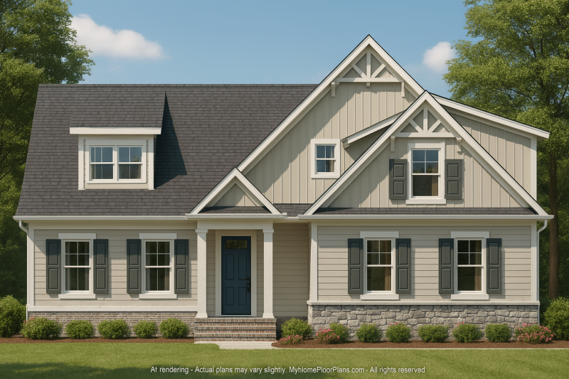 Craftsman Home Plan & Blueprint Designs 2-Story Layout with 3 Beds & Screened Porch