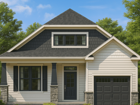 Craftsman Home Plan with 1.5 Floors & Open Layout