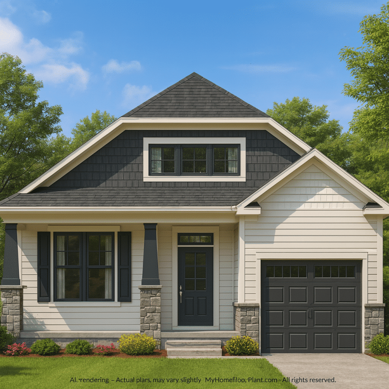 Craftsman Home Plan with 1.5 Floors & Open Layout