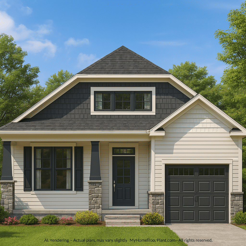 Craftsman Home Plan with 1.5 Floors & Open Layout