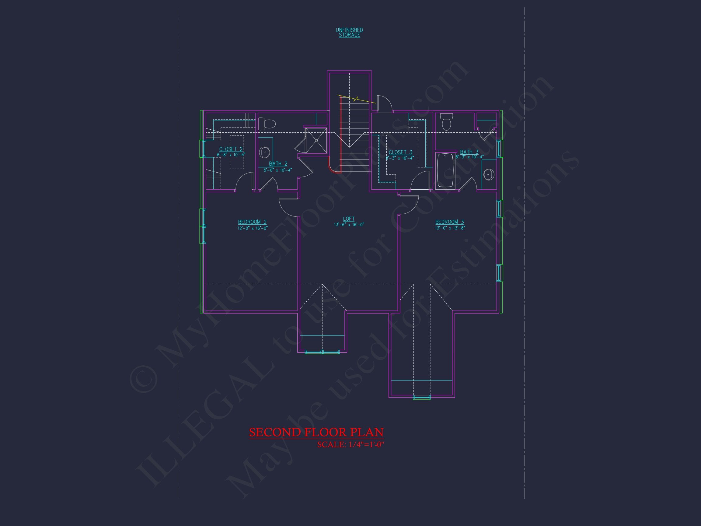 Craftsman Home Plan with 2 Floors, CAD Designs & Blueprint (31)