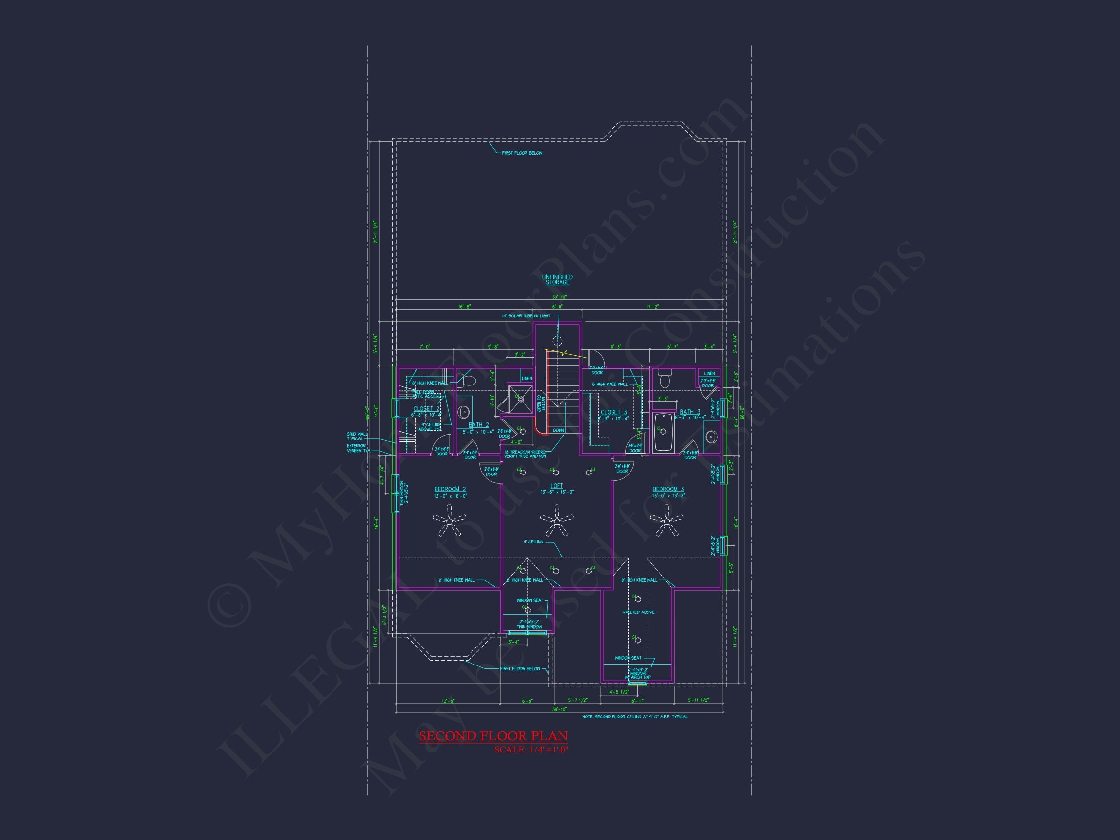 Craftsman Home Plan with 2 Floors, CAD Designs & Blueprint (34)
