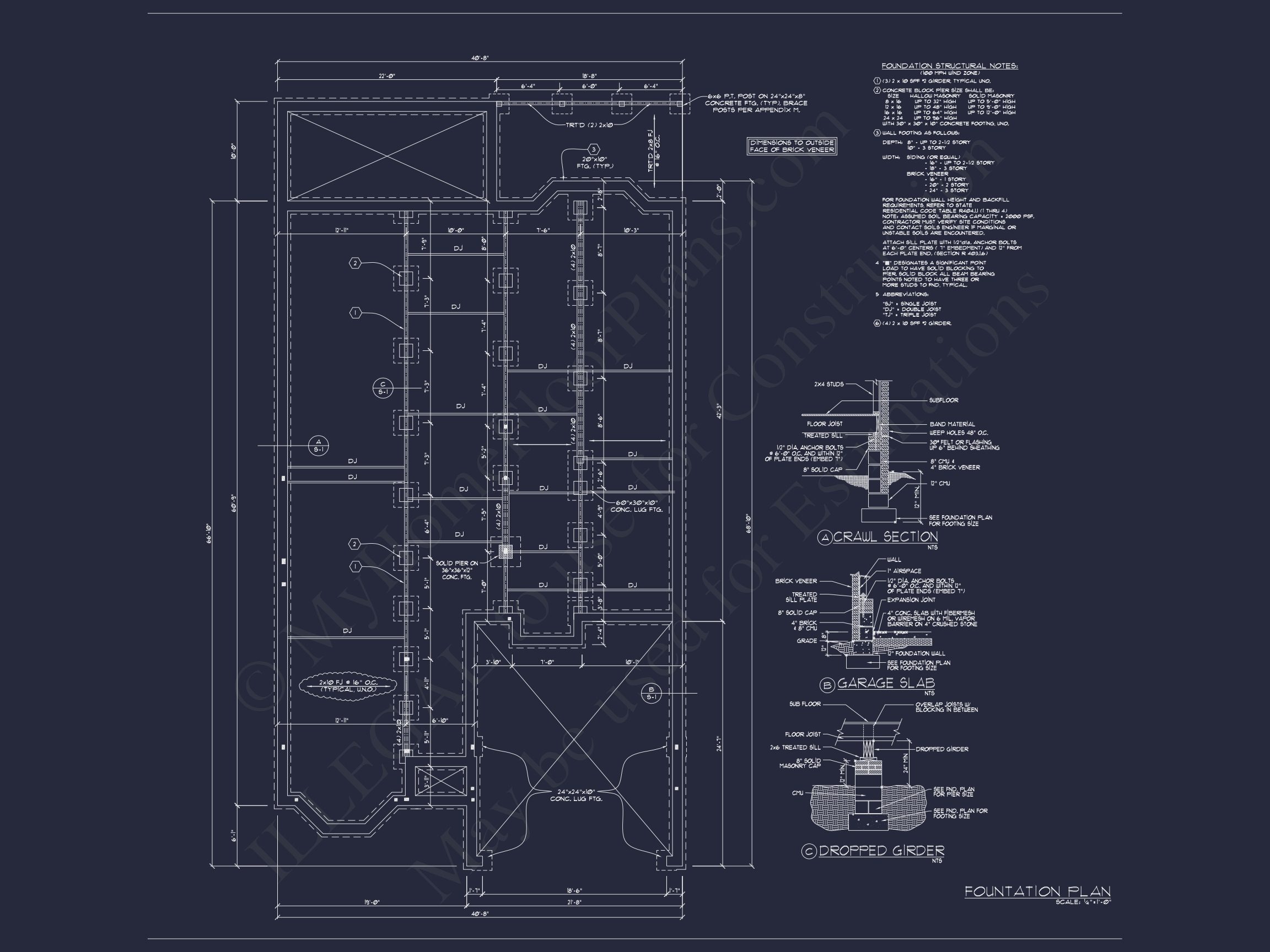 Craftsman Home Plan with 2 Floors, CAD Designs & Blueprint (35)