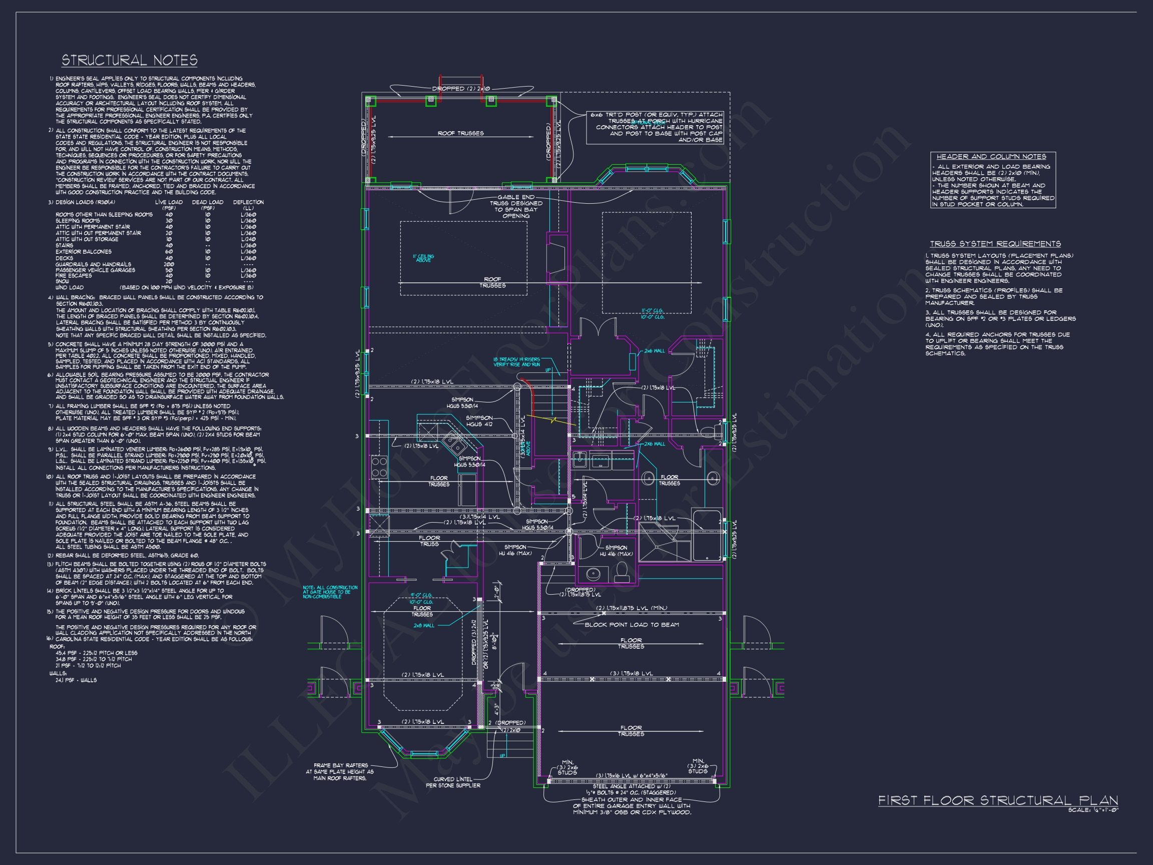Craftsman Home Plan with 2 Floors, CAD Designs & Blueprint (36)