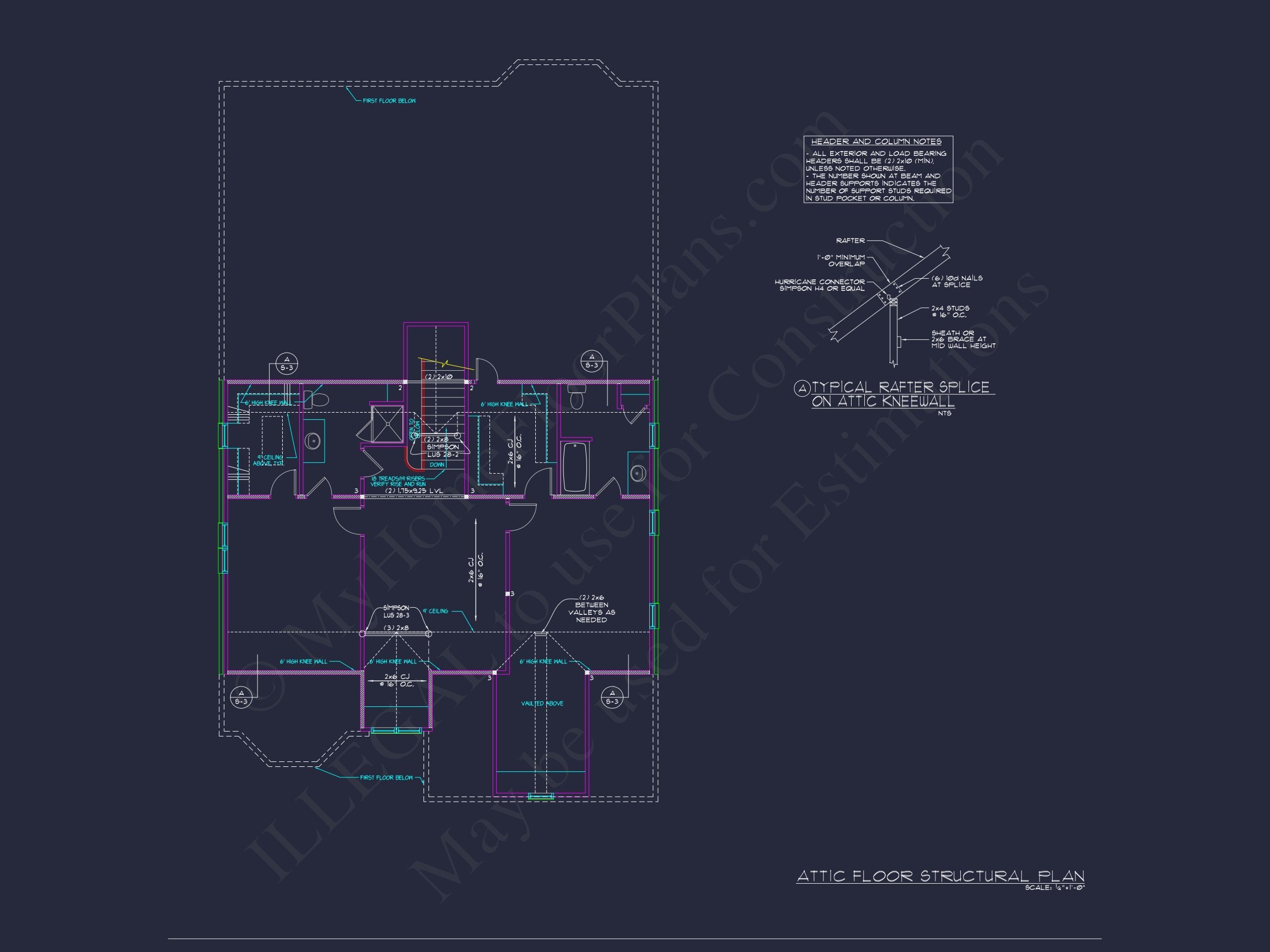 Craftsman Home Plan with 2 Floors, CAD Designs & Blueprint (37)