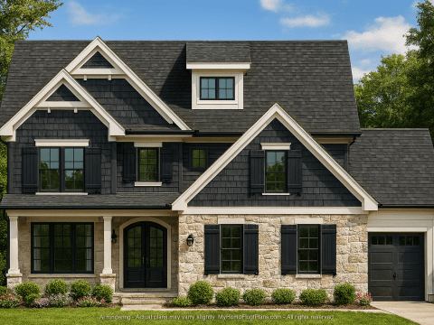 Craftsman Home Plan with 2 Floors, Garage, and Bonus Room