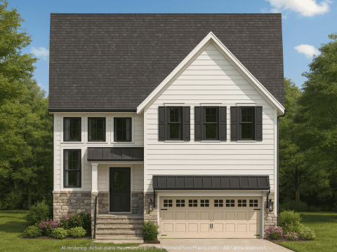 Craftsman Home Plan with 2 Floors, Open Layout, and CAD Designs