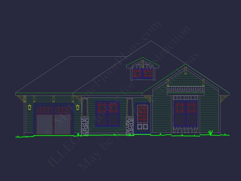 Craftsman Home Plan with 3 Bedrooms, 2 Baths, and CAD Designs