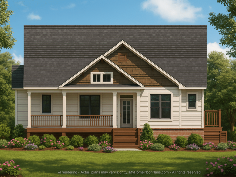 Craftsman Home Plan with 4 Bedrooms and Open Floor Design
