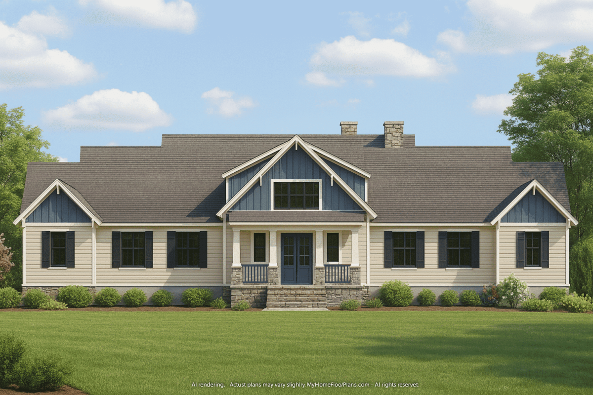 Craftsman Home Plan with 4 Beds, Open Floor Plan & CAD Designs