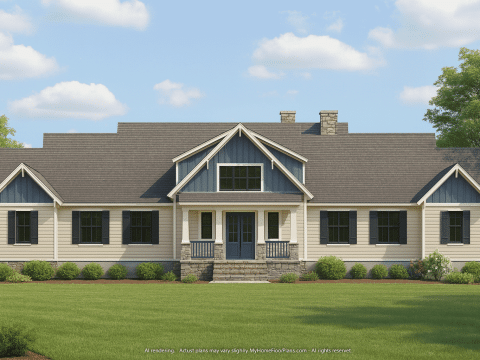 Craftsman Home Plan with 4 Beds, Open Floor Plan & CAD Designs