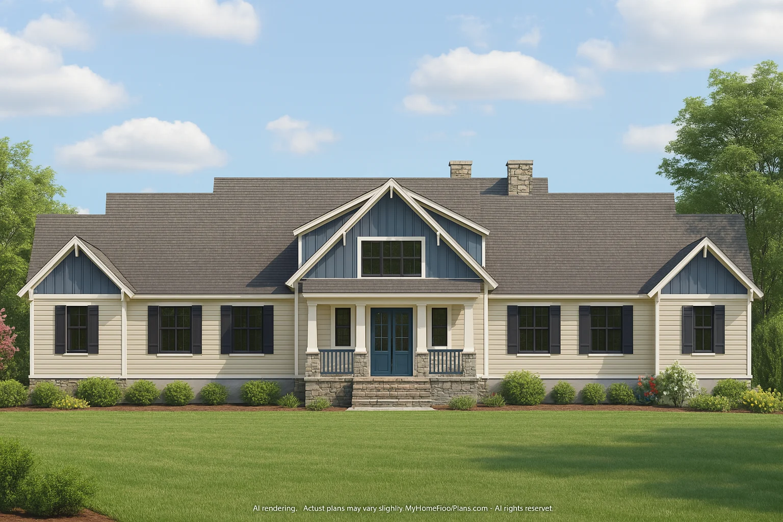 Craftsman Home Plan with 4 Beds, Open Floor Plan & CAD Designs