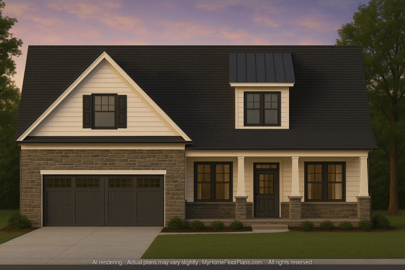 Craftsman Home Plan with Open Floor Layout & Bonus Room