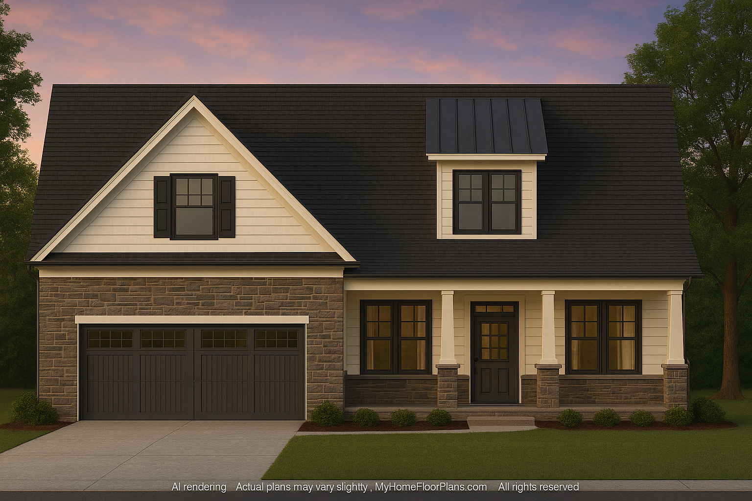Craftsman Home Plan with Open Floor Layout & Bonus Room