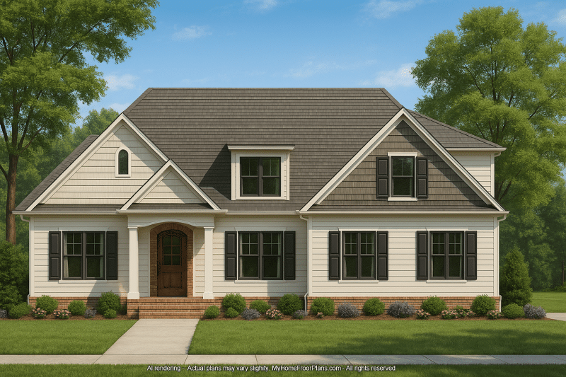 Craftsman Home Plan with Open Floor Layout and CAD Blueprints