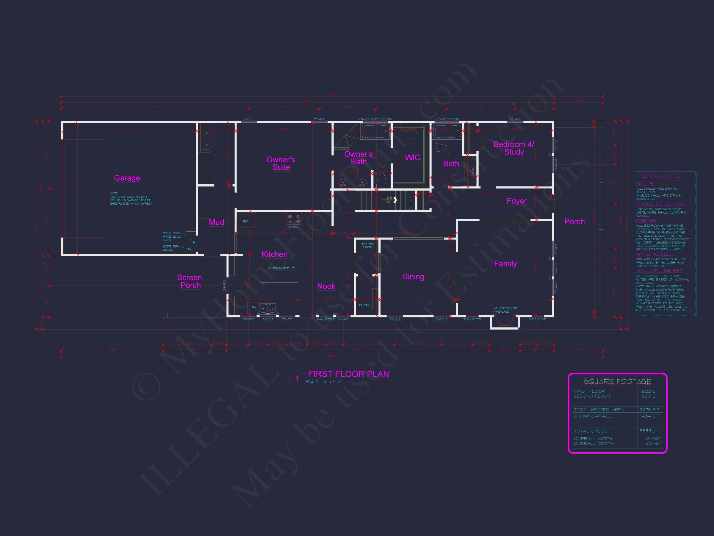 Craftsman Home Plan with Spacious Floor Designs and CAD Blueprint