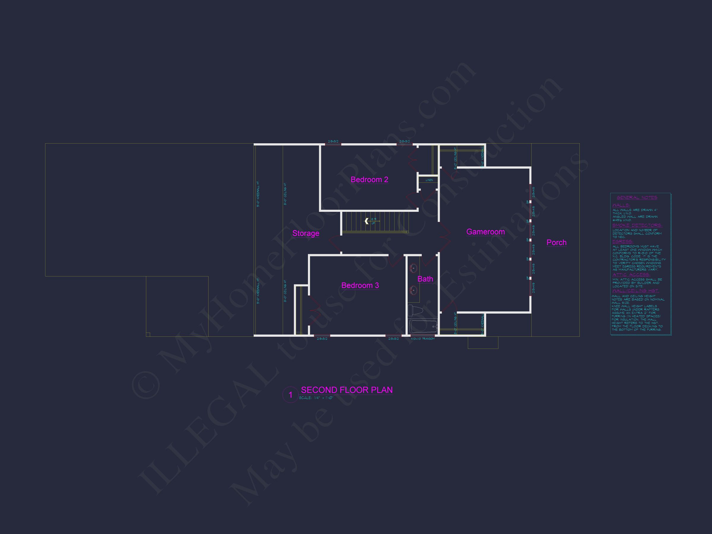 Craftsman Home Plan with Spacious Floor Designs and CAD Blueprint