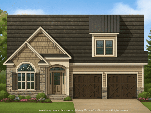 Craftsman Home Plan with Spacious Garage and Open Floor Design