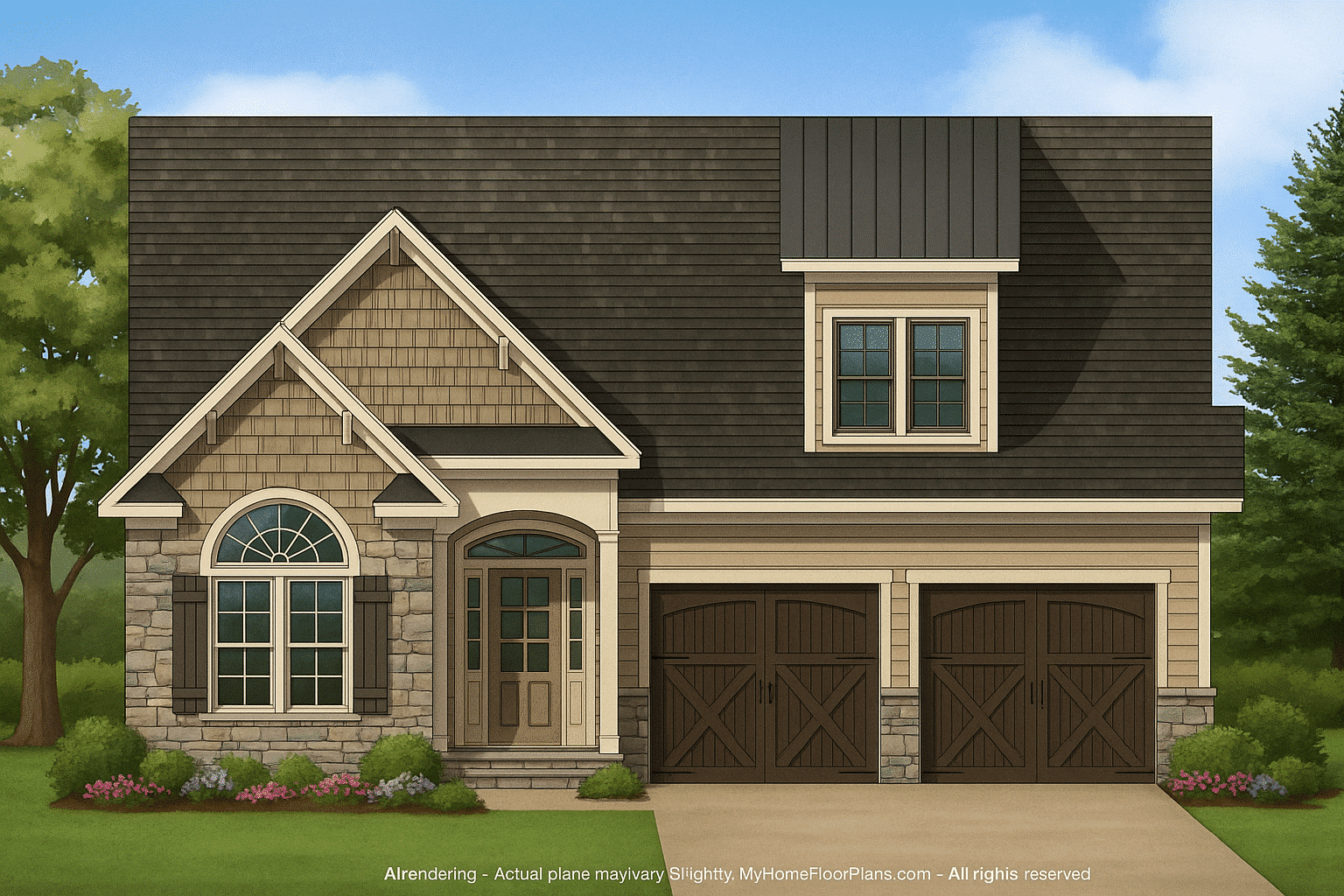 Craftsman Home Plan with Spacious Garage and Open Floor Design