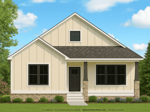 Craftsman Ranch Home Plan with Detailed Floor Plan and CAD Designs