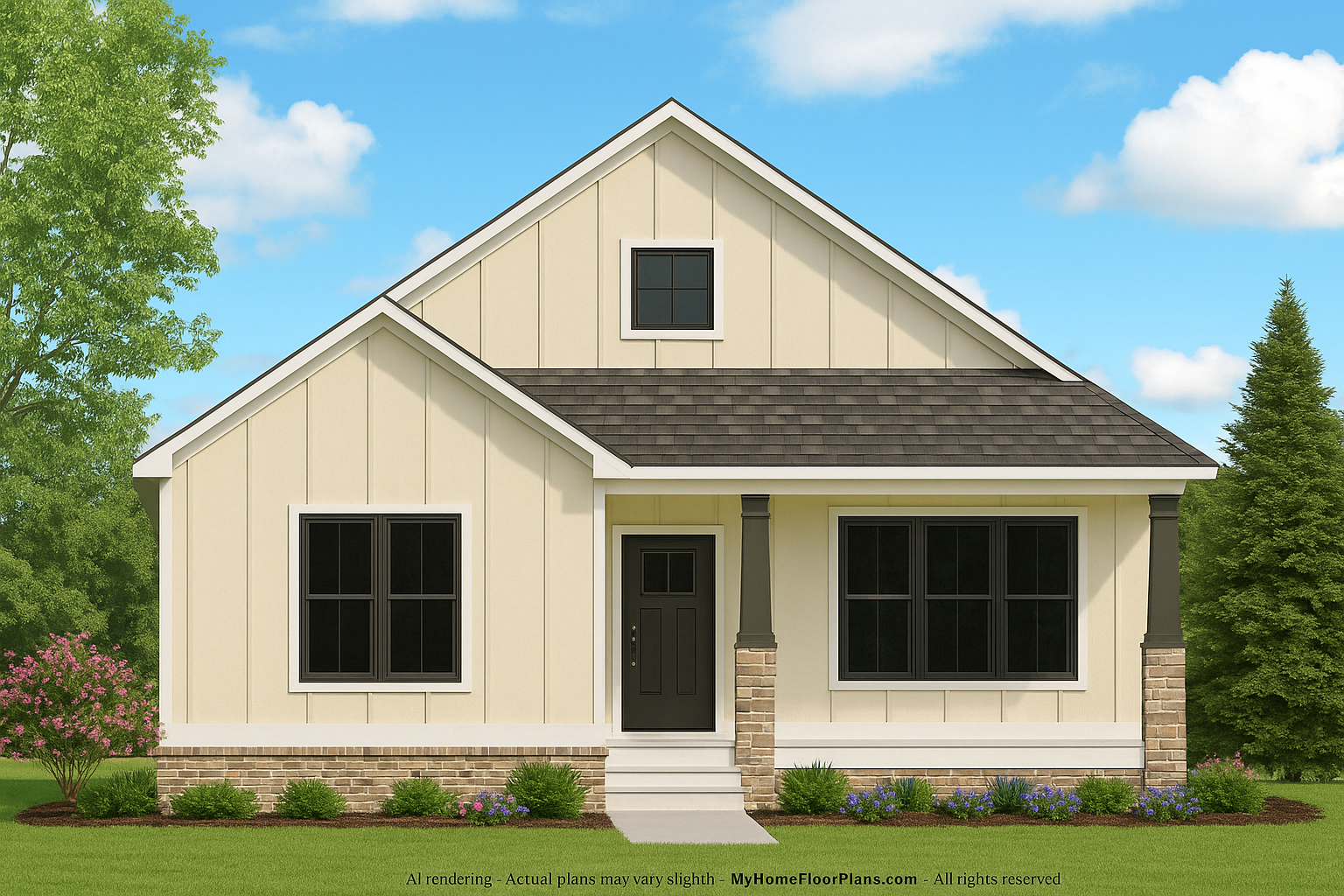 Craftsman Ranch Home Plan with Detailed Floor Plan and CAD Designs