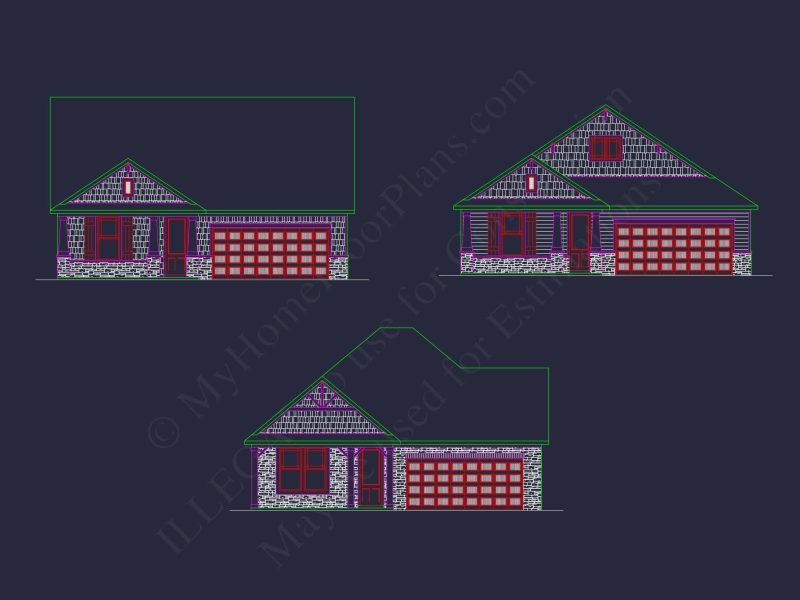 Craftsman Style Home Floor Plan with 2–3 Bedrooms and Covered Porches