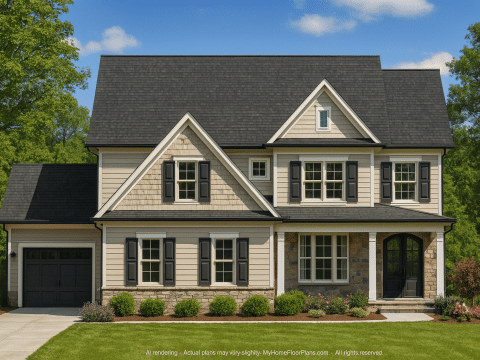 Custom 2-Story Home Plan with Office, Porches & CAD Blueprints
