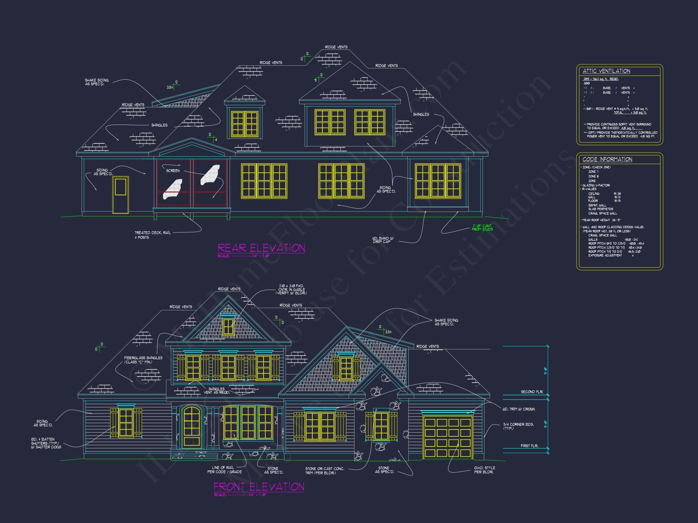 Custom 2-Story House Plan with Vaulted Ceilings & Screened Porch
