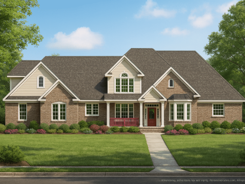 Custom Home Plan with Spacious 1.5 Story Floor Plan Design