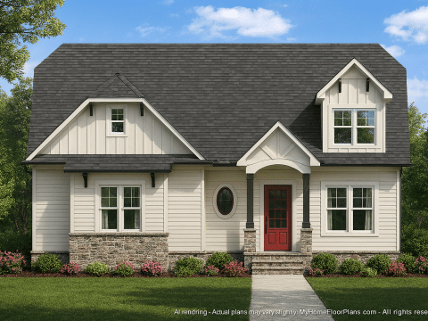 Customizable 1.5-Story House Plan with Modern Layout