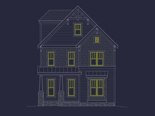 Customizable 3-Story Craftsman House Plan with 3D Floor Layout