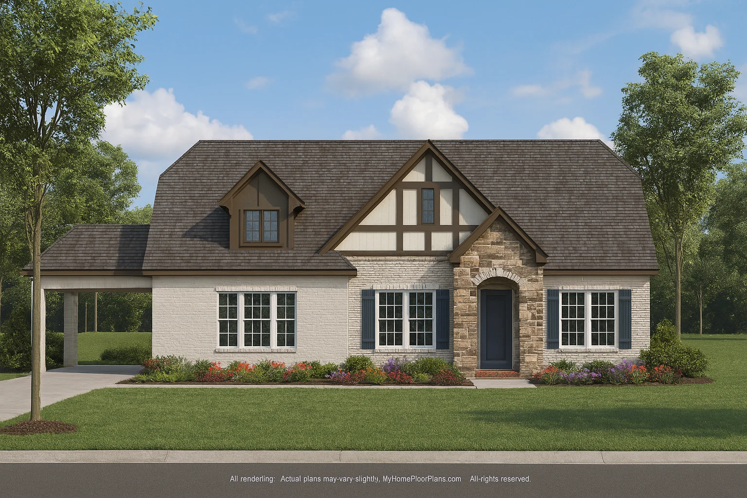 Dream Colonial House Floor Plan with 2 Stories & CAD Designs