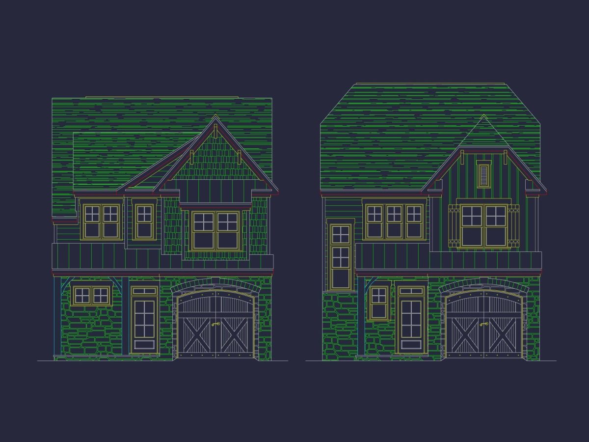 Efficient 2-Story Craftsman House Plan with CAD Blueprints