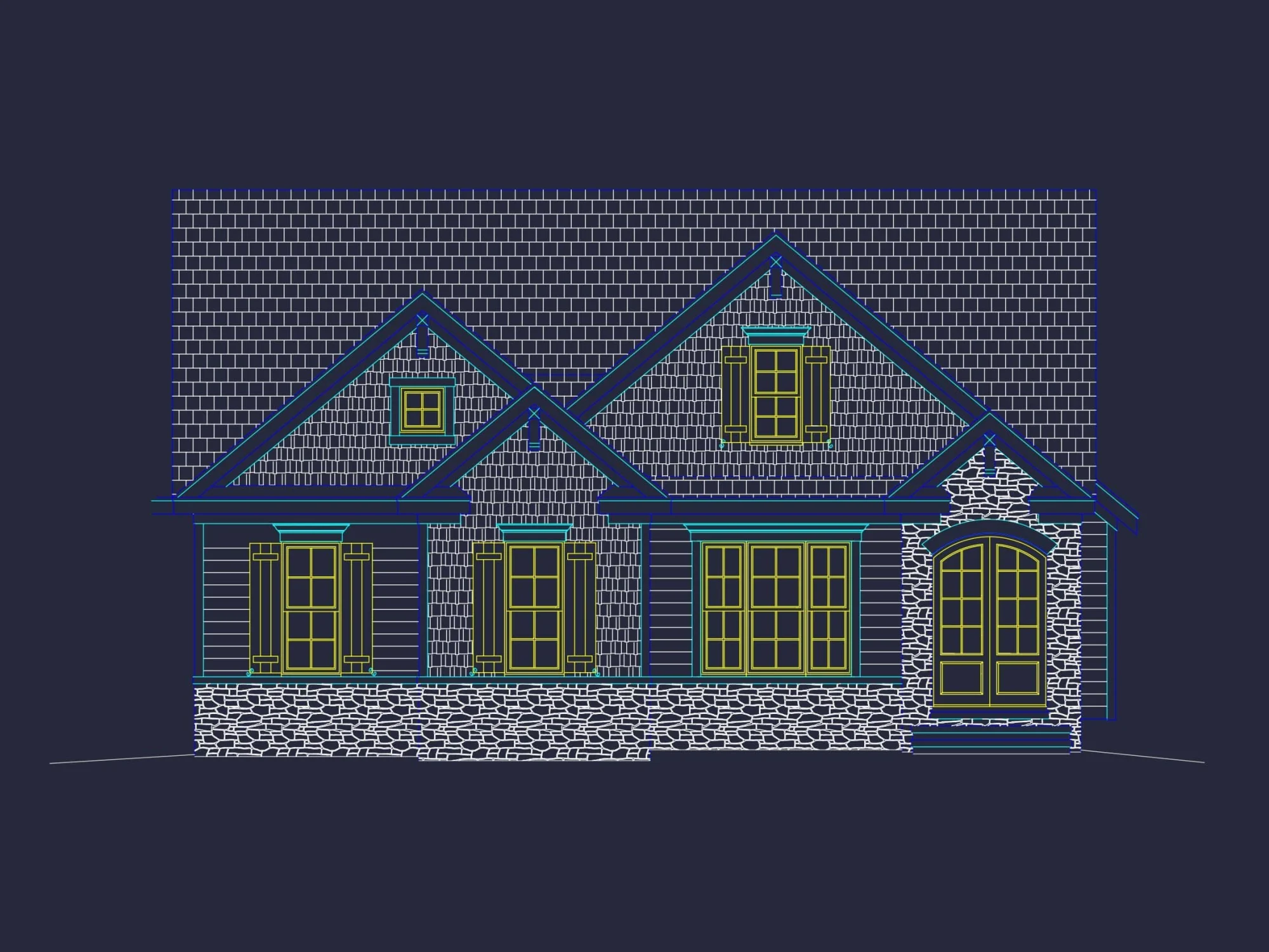 Efficient 2-Story House Plan with Modern CAD Blueprint