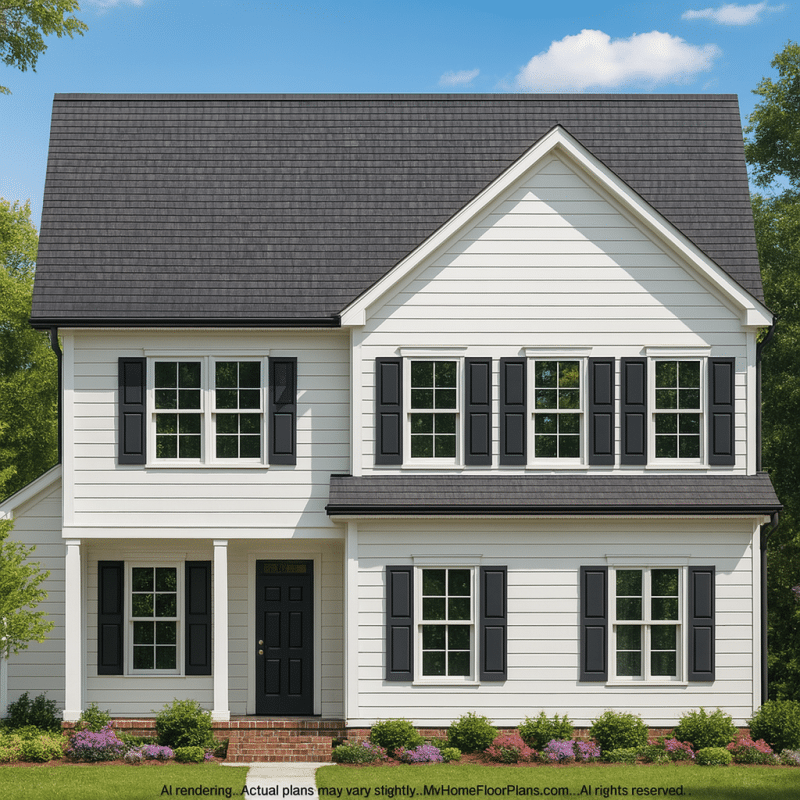 Efficient 2-Story House Plan with Vaulted Ceilings and CAD Blueprints