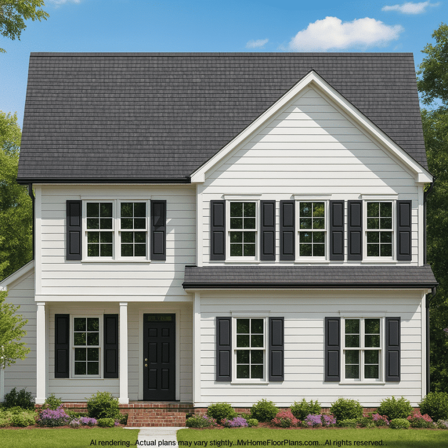 Efficient 2-Story House Plan with Vaulted Ceilings and CAD Blueprints