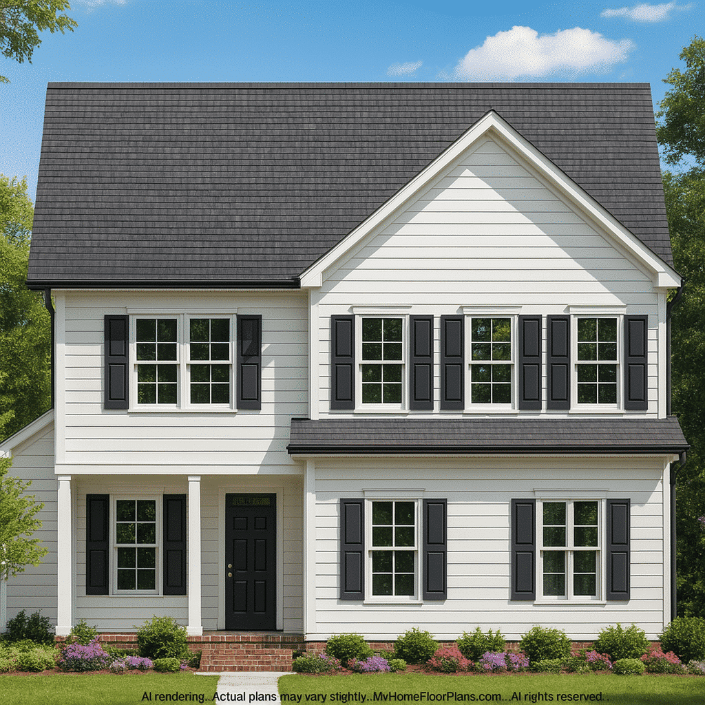 Efficient 2-Story House Plan with Vaulted Ceilings and CAD Blueprints