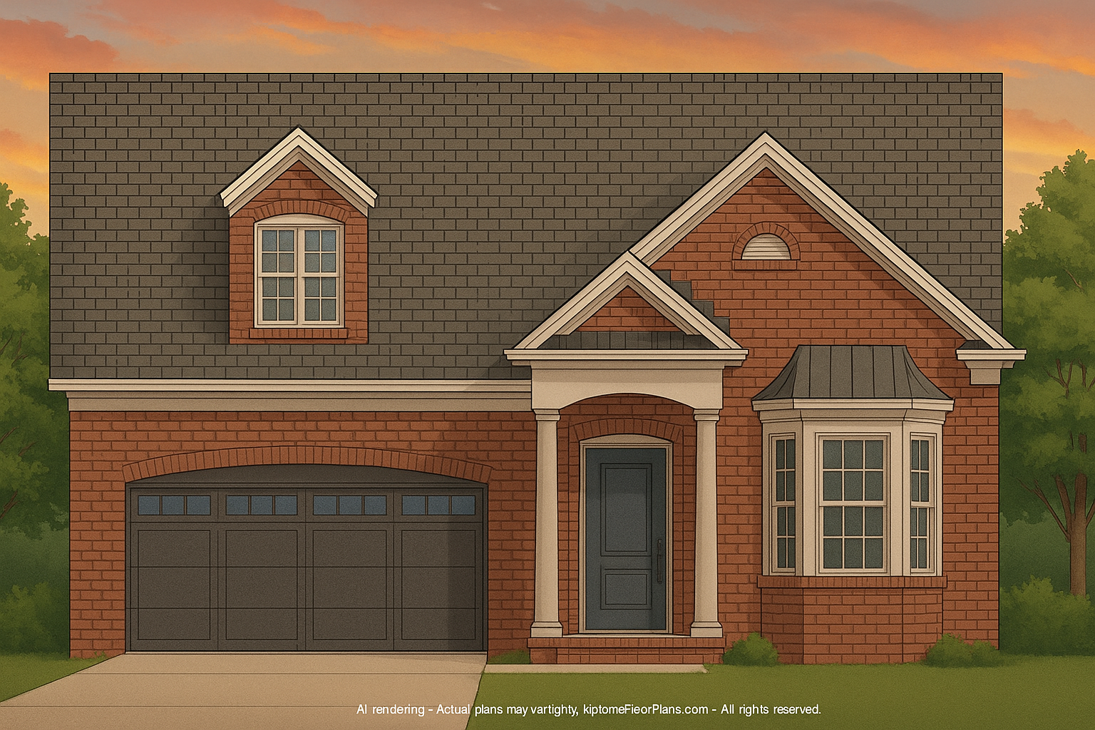 Elegant 1-Story House Plan with Classic Architecture and CAD Blueprints